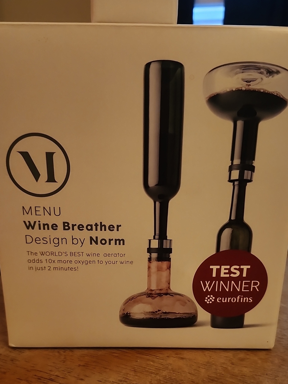 MENU Wine Breather in Black and Clear Glass